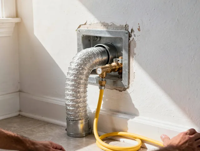 Monroe Dryer Vent Cleaning certified technician performing specialized gas dryer vent cleaning in Monroe